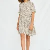 Abstract Dot Ruffle Tiered Dress
