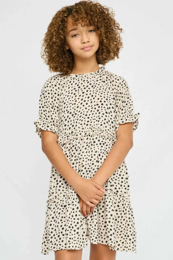 Abstract Dot Ruffle Tiered Dress