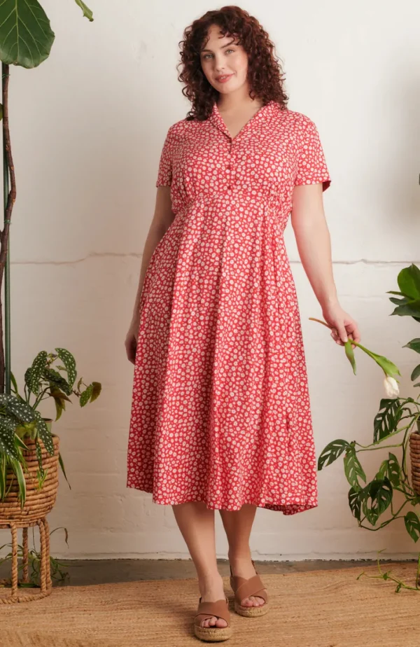 Adele Red Ditsy Daisy Dress