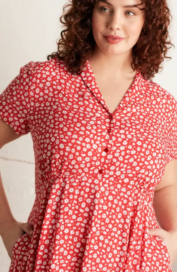 Adele Red Ditsy Daisy Dress