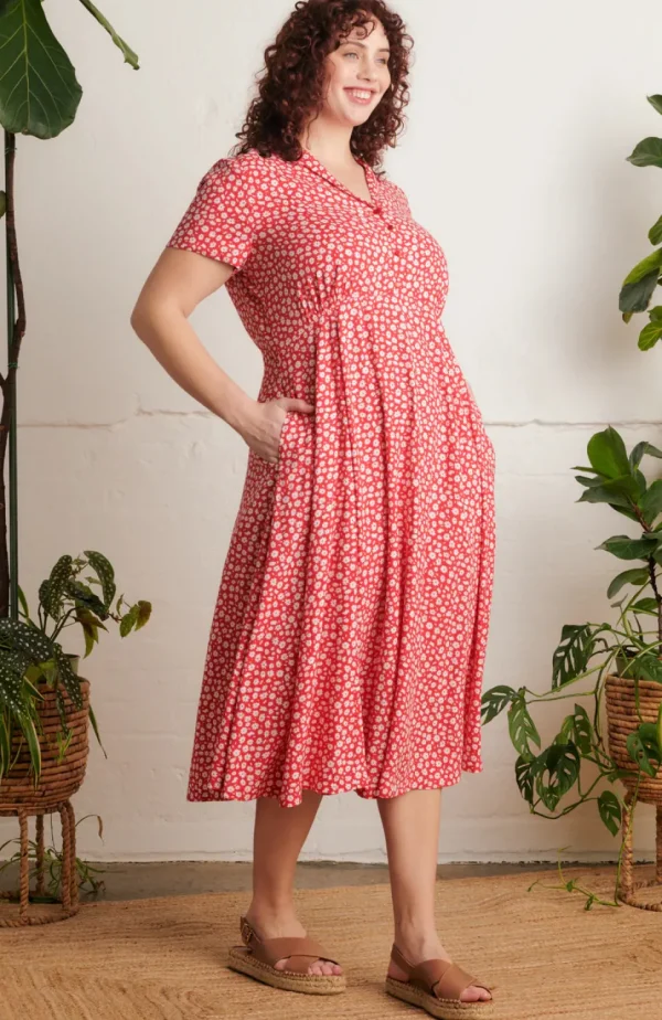 Adele Red Ditsy Daisy Dress