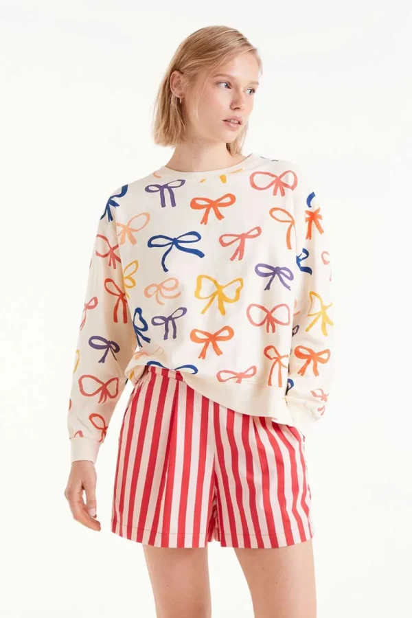 All Over Print Bow Sweatshirt