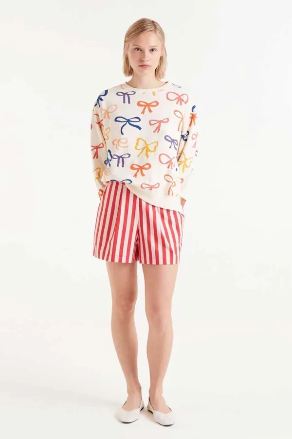All Over Print Bow Sweatshirt