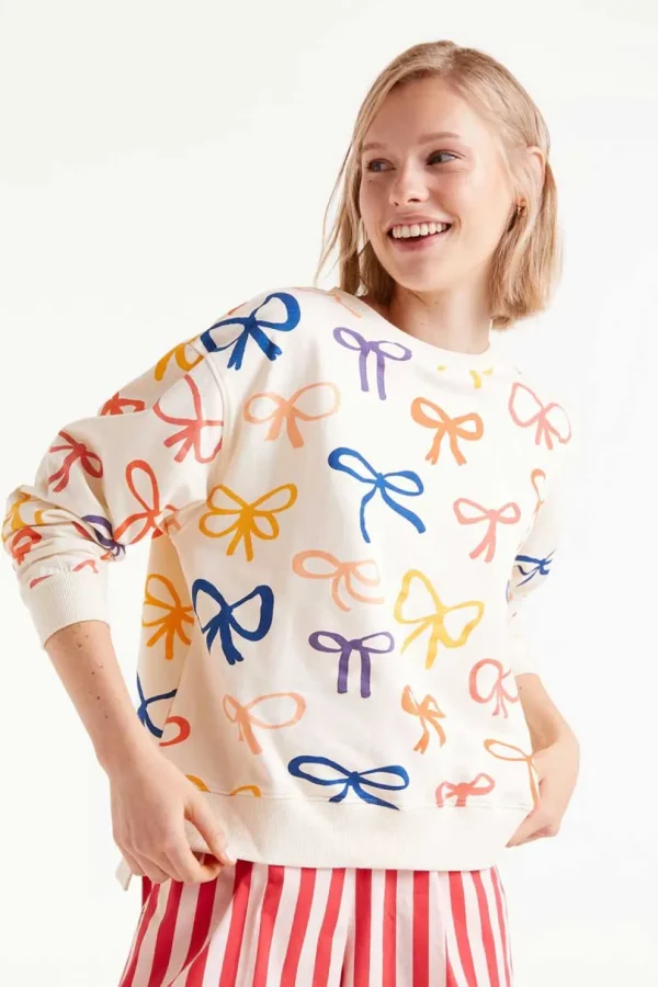 All Over Print Bow Sweatshirt