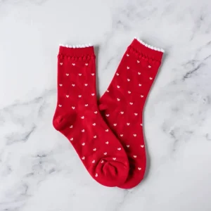 Always Lovely Heart Socks - Red/White