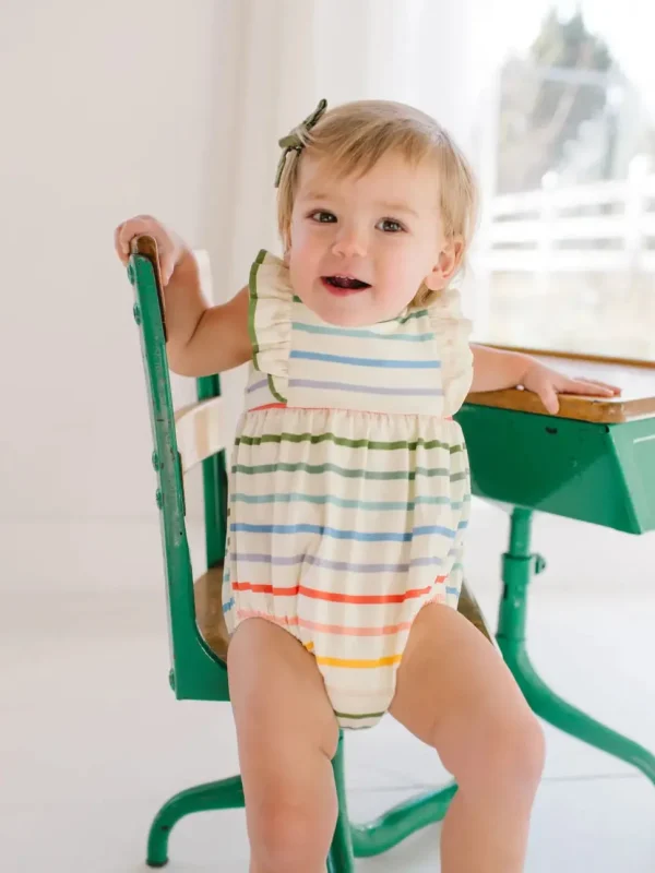Amelia Romper in Primary Stripe