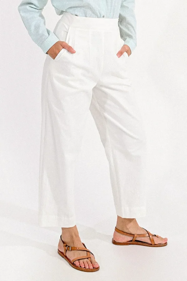 Ankle Length Wide Leg Pants - White