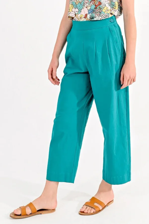 Ankle Length Wide Leg Pants - Green