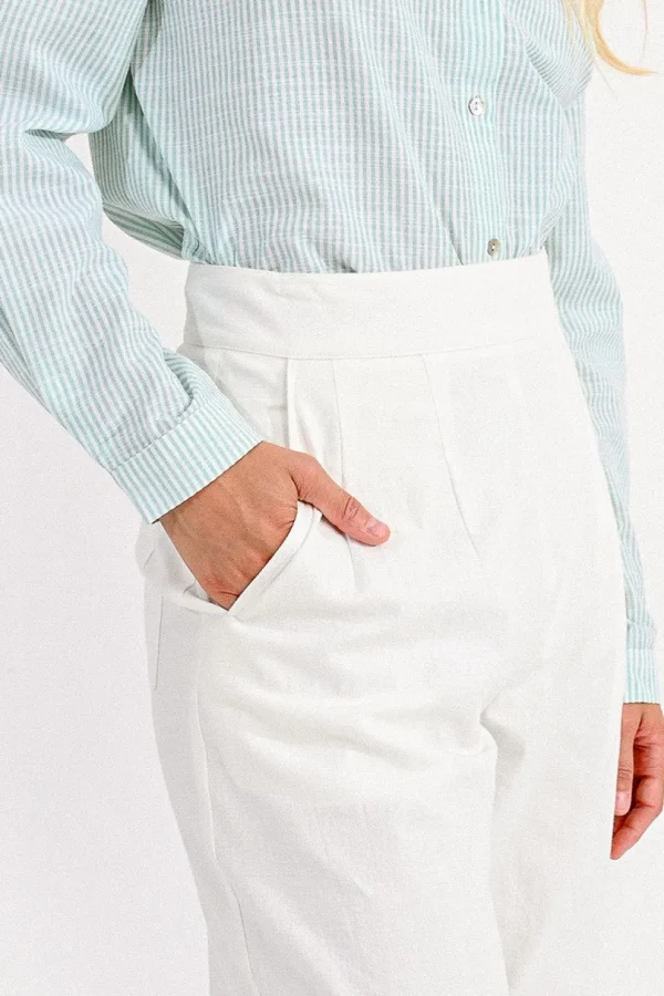 Ankle Length Wide Leg Pants - White