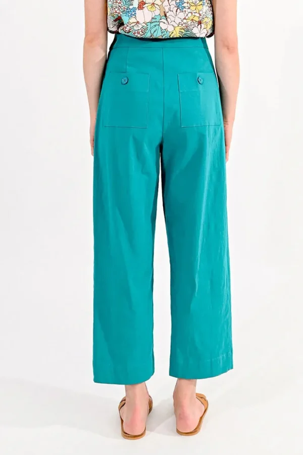 Ankle Length Wide Leg Pants - Green