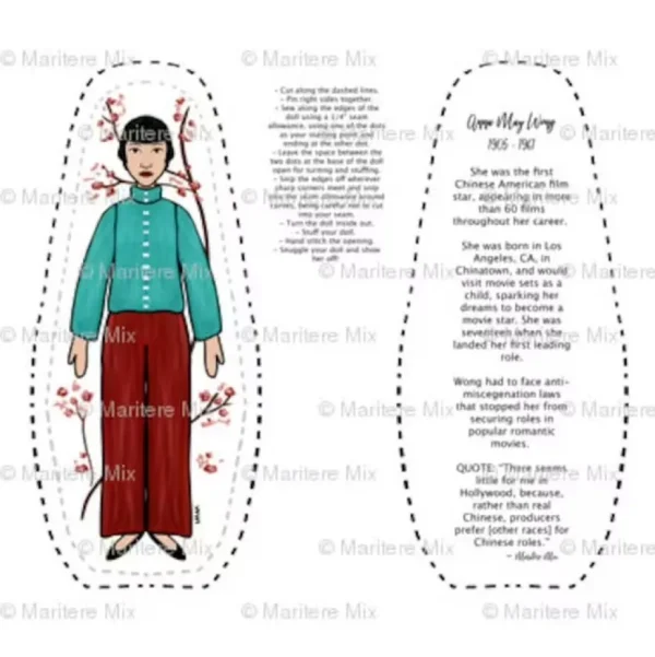 Anna May Wong DIY Doll Fabric