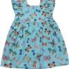 Aqua Butterfly Girls Ruffle Dress