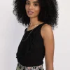 Asymmetric Overlay Tank Top - Black