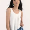 Asymmetric Overlay Tank Top - White