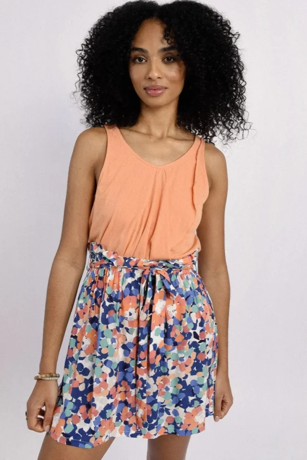 Asymmetric Overlay Tank Top - Apricot