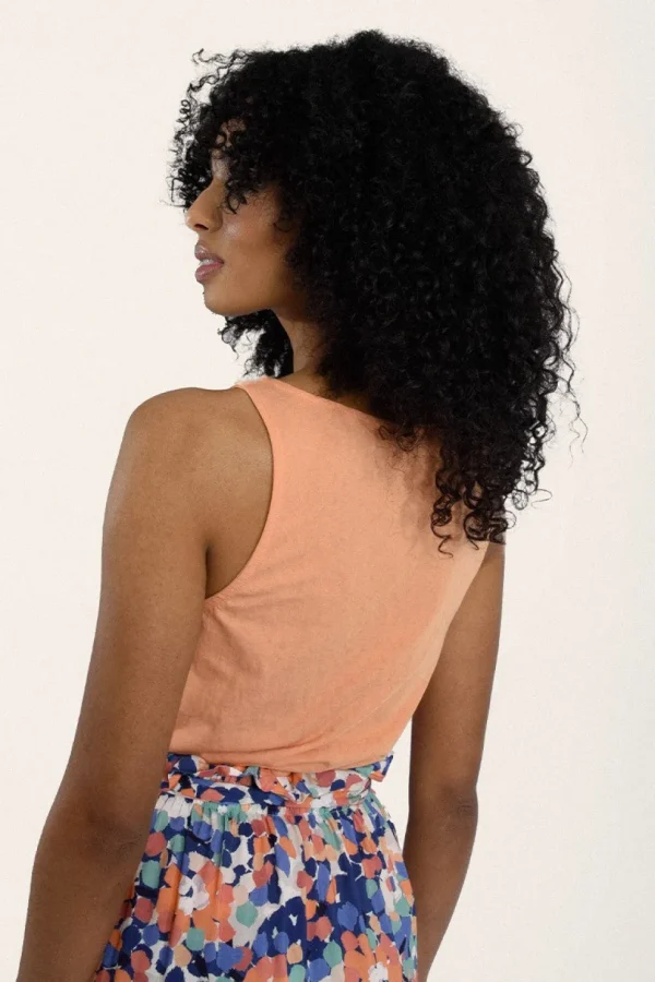 Asymmetric Overlay Tank Top - Apricot