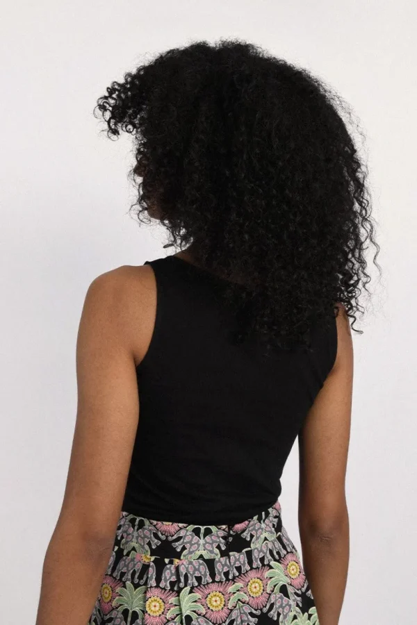 Asymmetric Overlay Tank Top - Black