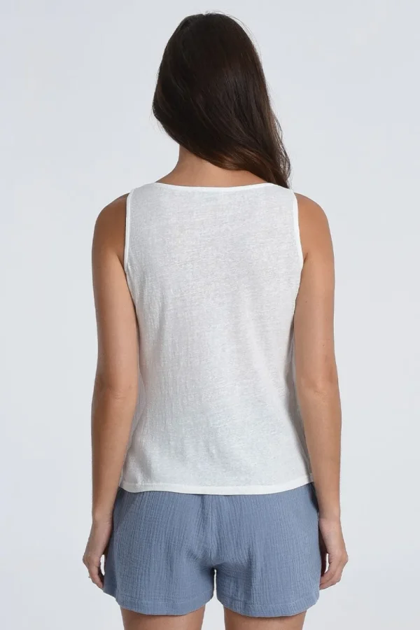 Asymmetric Overlay Tank Top - White