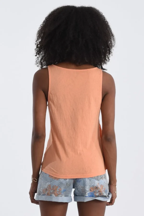 Asymmetric Overlay Tank Top - Apricot