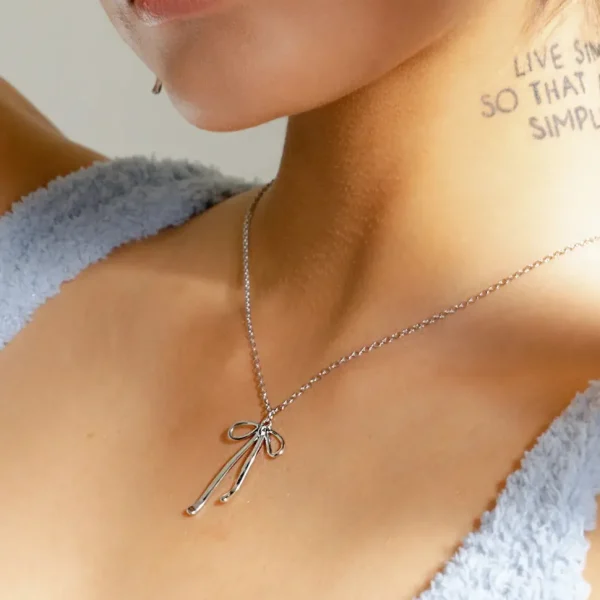 Bad to the Bow Necklace - Silver Plated