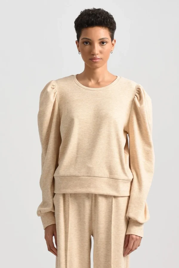 Balloon Sleeve Sweatshirt - Beige
