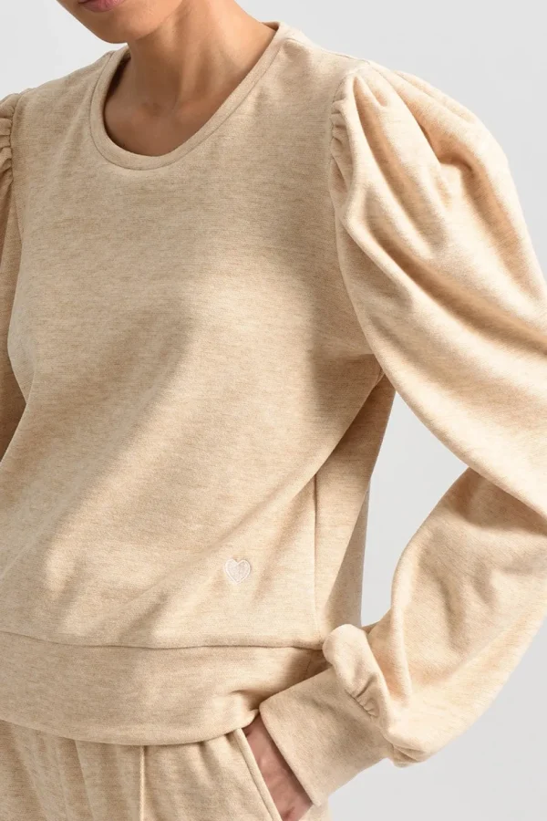 Balloon Sleeve Sweatshirt - Beige