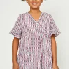 Banded Surplice Neckline Print Dress