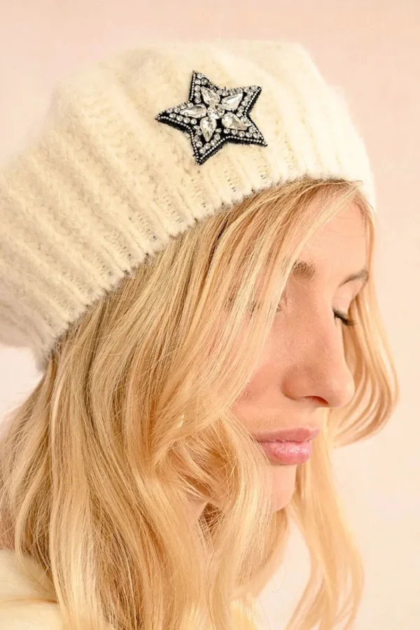 Beret with Star - Off White