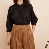Bianca Lurex Broderie Black Blouse