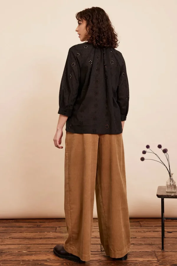 Bianca Lurex Broderie Black Blouse
