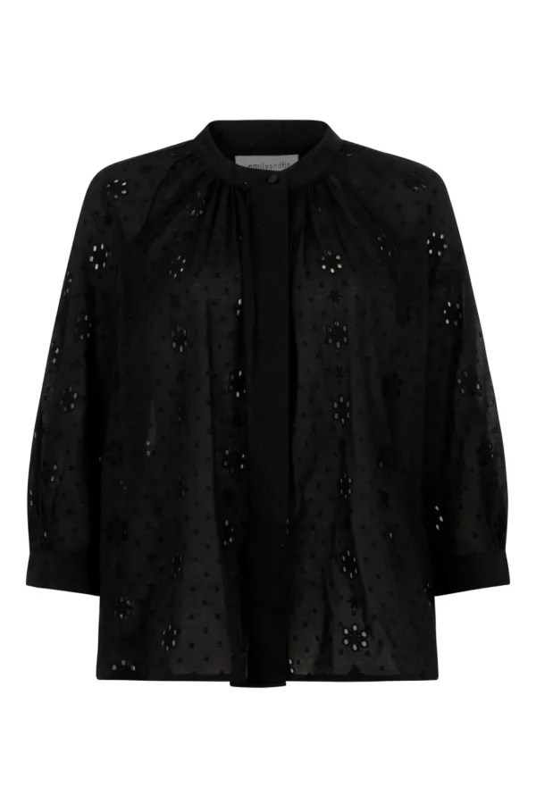 Bianca Lurex Broderie Black Blouse