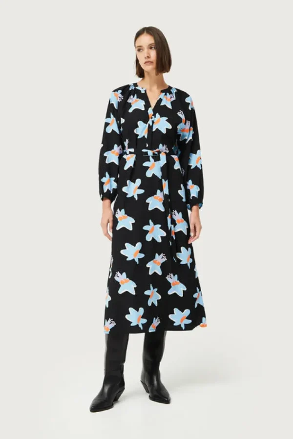 Black Calatea Floral Print Long Dress