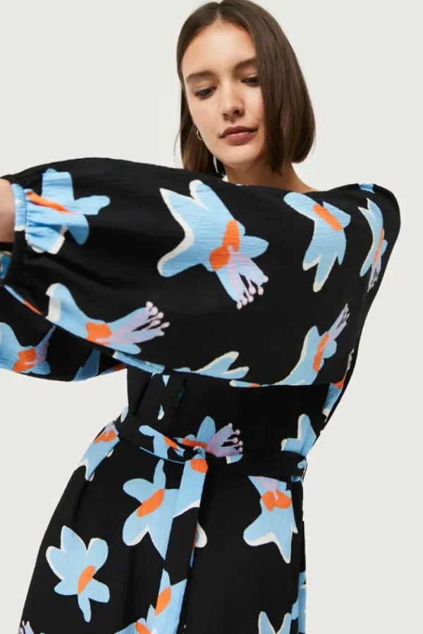 Black Calatea Floral Print Long Dress