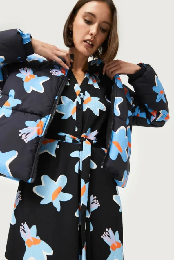 Black Calatea Floral Print Long Dress
