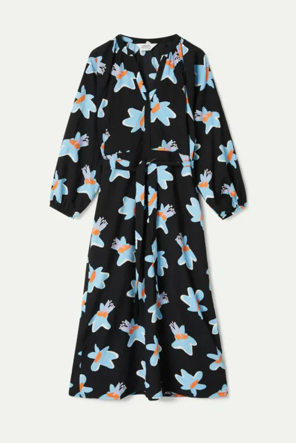 Black Calatea Floral Print Long Dress
