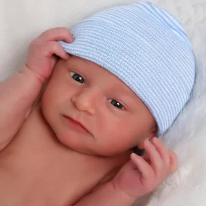 Blue and White Striped Beanie