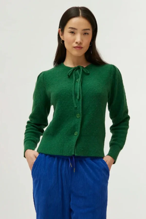 Bow Knit Cardigan - Green