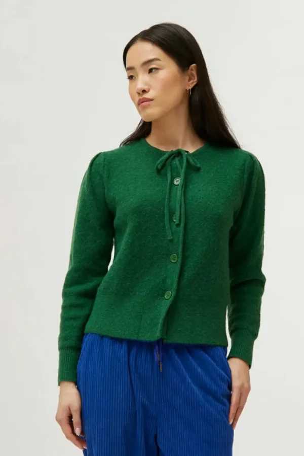 Bow Knit Cardigan - Green