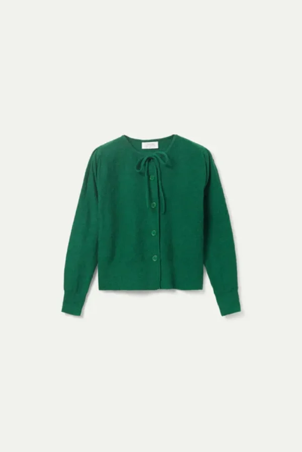 Bow Knit Cardigan - Green