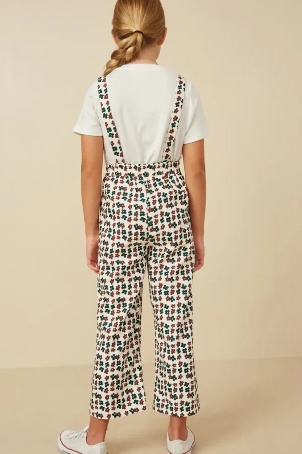 Brushed Floral Print Overalls