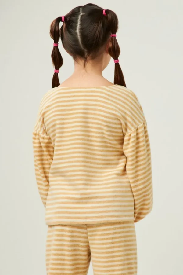 Brushed Stripe Puff Sleeve Knit Top