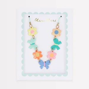 Butterflies & Flowers Enamel Charm Necklace