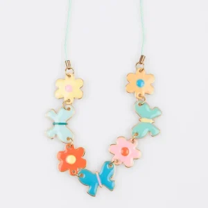 Butterflies & Flowers Enamel Charm Necklace