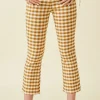 Button Closure Checkered Pants