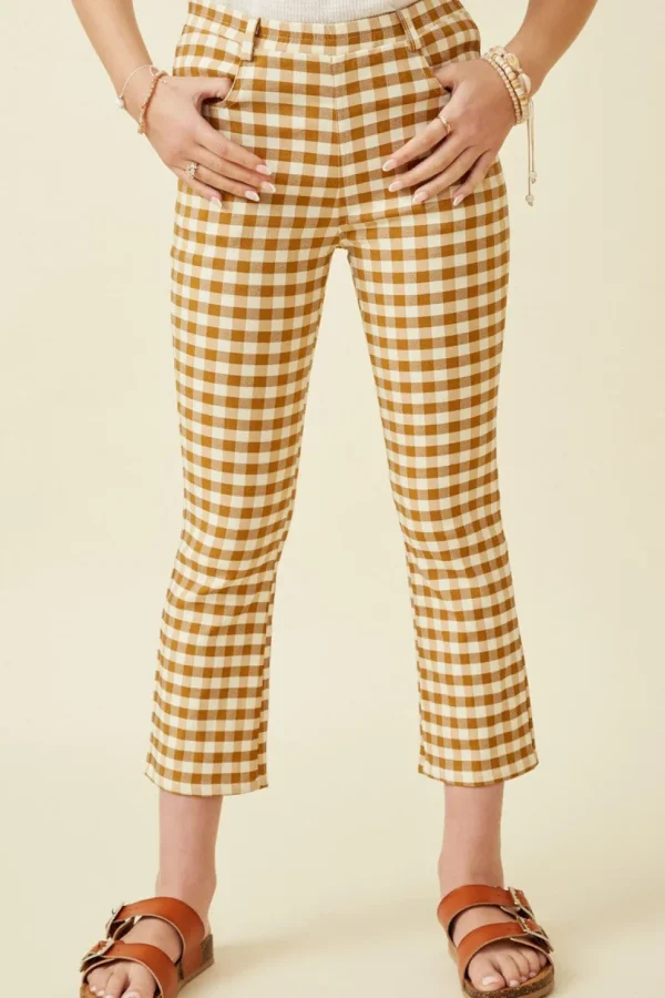 Button Closure Checkered Pants