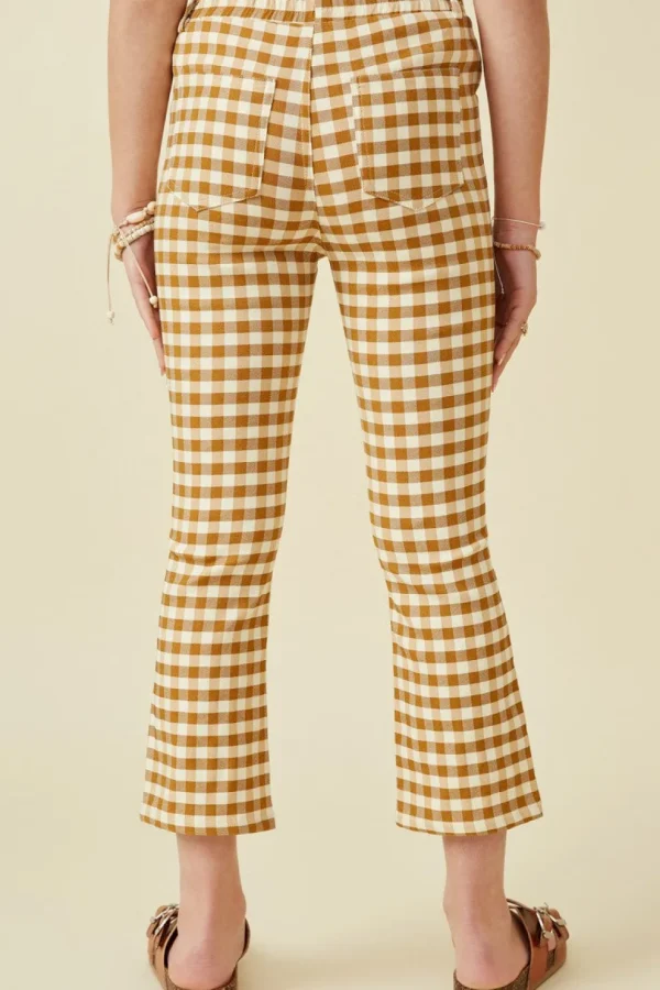 Button Closure Checkered Pants