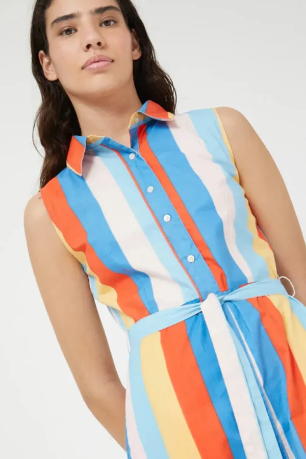 Button Front Stripe Dress