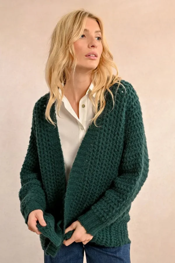 Cable Cardigan - Forest Green