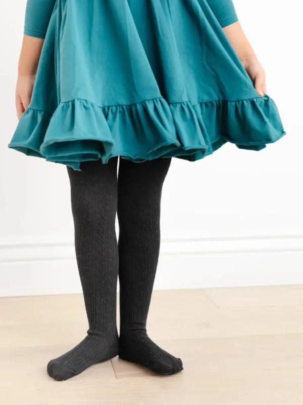 Cable Knit Tights - Black