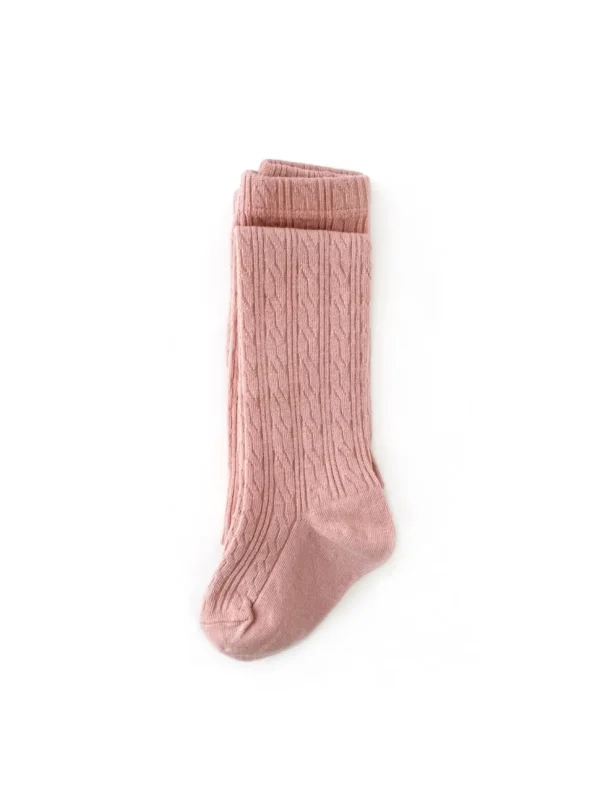Cable Knit Tights - Blush